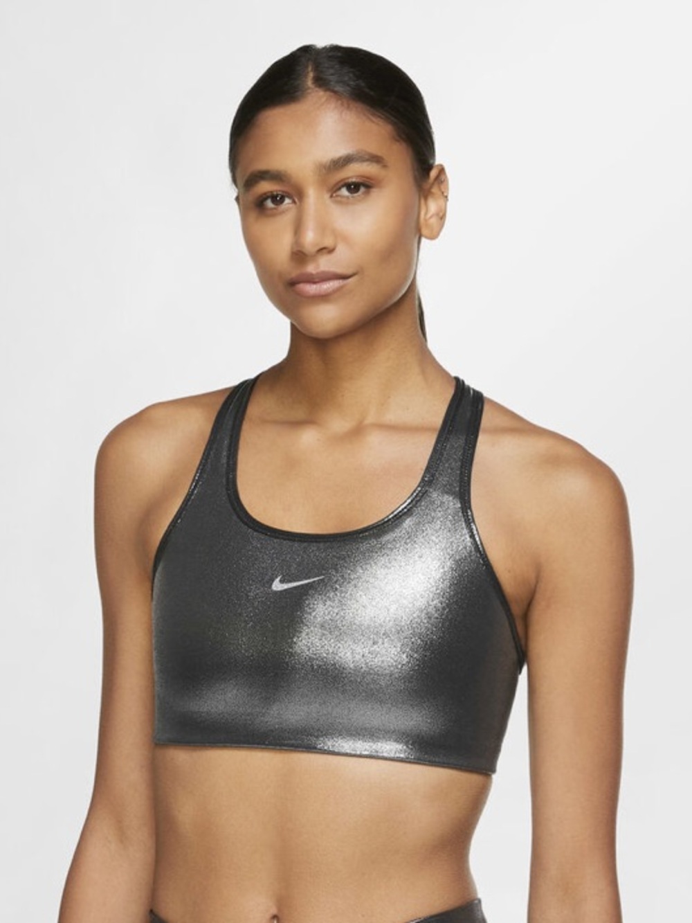 Nike Swoosh Icon Clash Sports Bra - Metallic Silver